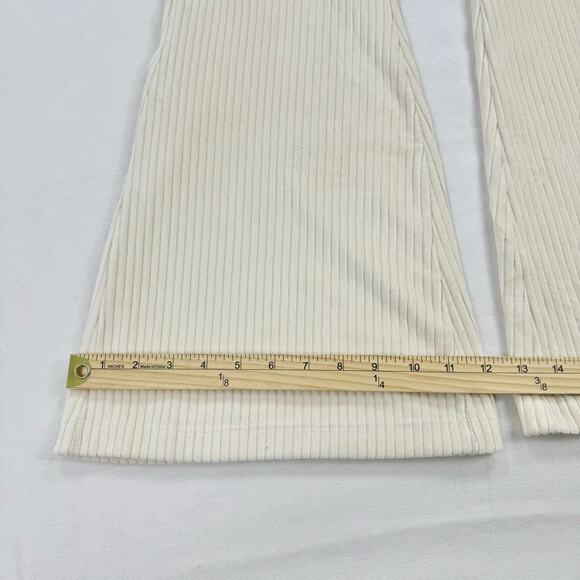 Aerie Womens Groove On Velour Velvet High Waist Flare Pant Large Ivory - Picture 14 of 14